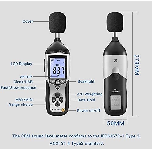 Измерване на шум в диапазона 30-130 DB с орехи орех Тест на силата на звука с интерфейс USB Измерител на нивото на звука Тест зададено измерване децибелов в Db