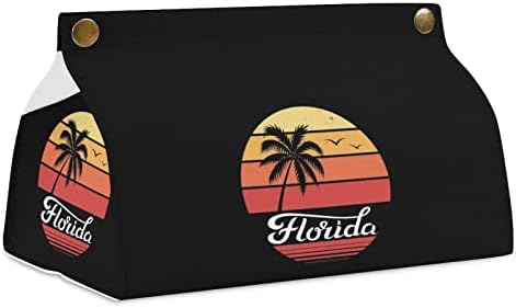 Флорида Палма Залез Капак Кутии за Салфетки От Изкуствена Кожа Притежателя Кутии За Салфетки Правоъгълен Калъф За Салфетки