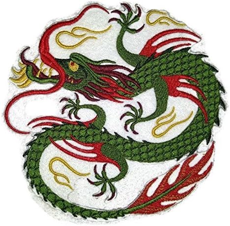 Обичай Зелен Китайски дракон, бродирана на Желязо нашивке [6 * 6] [Произведено в САЩ]