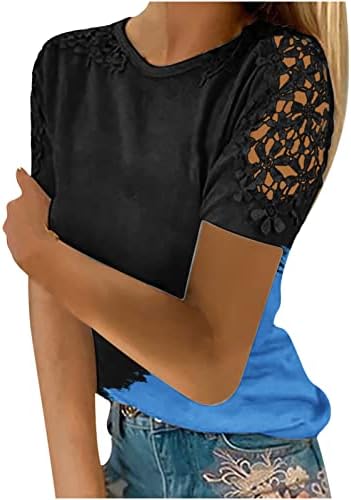 Лятна тениска за жени, Всекидневни, Завързана Пуловер с кръгло деколте и изрези, Блуза за Отслабване, Върхове