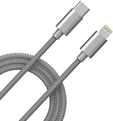 USB кабел-C към Lightning [3 метра, сертифициран Пфи] Поддържа синхронизация бързо зареждане със зарядно устройство Type C PD, съвместимо с iPhone SE 11 Pro Max XR Xs Max Plus 8, AirPods, iPad (сребри