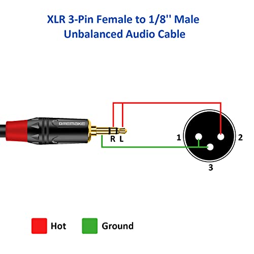 Стереокабель DREMAKE XLR Female to Jack 3,5 mm, които не са симетрични кабел с дължина 3 метра 3.5 мм към XLR, Удлинительный Микрофон