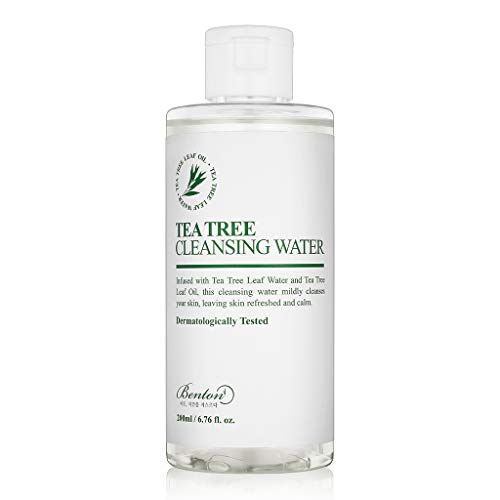 Почистваща вода BENTON Tea Tree 200 мл (6,76 течни унции) - Съдържа 70% вода и масло от листата на чаено дърво, премахва мазен грим,