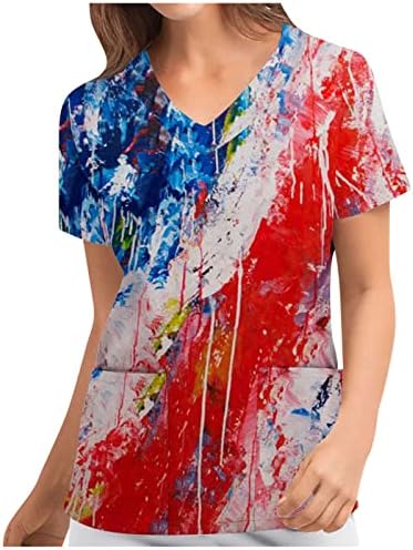 Женска Тениска Лято Есен Дрехи с Къс Ръкав Мода V Образно Деколте Графична Работа Търкане Блуза, Риза за Дами P6 P6