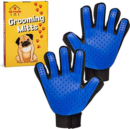 Ръкавици За грижа за нашите приятели | Леко Масажирате Средство За Премахване на Вълна с Ръце, Късокосмести и дълги коси Кучета | Ръкавици-Четка За Къпане се Намаляв