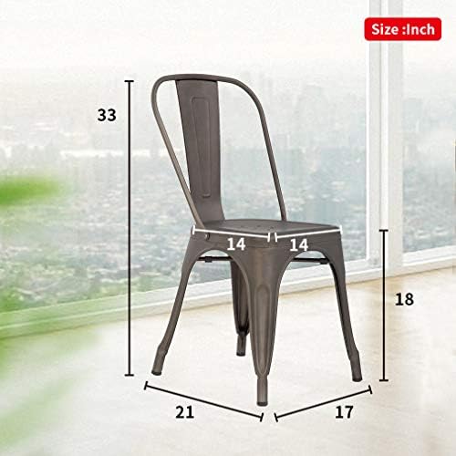 Метални трапезни столове FDW Комплект от 4 Вътрешни Улични столове и Столове за тераса Височина седалка 18 См Метален Ресторант стол
