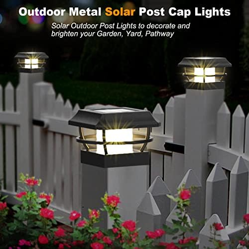 Метални слънчева светлина VISFLAIR, 2 набор от led осветителни тела за слънчева батерия за градински тераси, Квадратни Огради