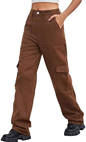 Камуфляжные Панталони за Жени, Панталони-Карго с Директни Штанинами, Ежедневни Външни Копчета, Реколта Военни Панталони-Cargo