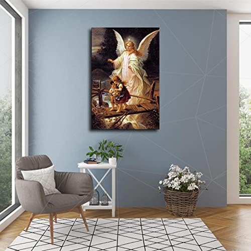 Божият Ангел-Пазител Пресича мост с Детето Католически Плакат на Стенно Изкуство Стенен декор Спалня Хол Декоративна Живопис Печат на Снимки