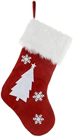Коледни Чорапи на Тъканта Коледна Чанта за Чорапи и Коледни Окачени Чорапи за Украса на парти и Коледен Мультяшного Червено, определени В Рамката с Витражом