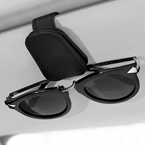 Притежателите на Слънчеви очила Accmor за Слънцезащитен козирка на автомобила, 2 опаковки Магнитни Кожени Точки, Скоба за закрепване