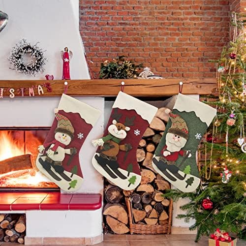 Коледен Отглеждане Големи Коледни Чорапи Украшение на Дядо коледа, Снежен човек Отглеждане с Елени Коледни Украси и Аксесоари За Партита Дървени Гирлянди От Мънис
