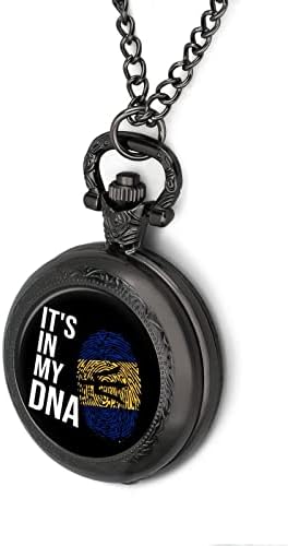 Това е в Моята ДНК Джобен Часовник с Барбадосским Флага и на Веригата, Персонални Кварцов Джобни Часовници за Мъже И Жени, Чудесен Подарък