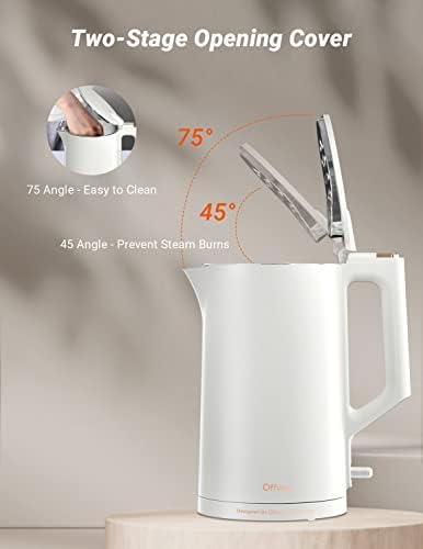 Electric kettle, Вътрешна част от неръждаема стомана 304, Не съдържа BPA, Двухстенный Бойлер за гореща вода с обем 1,5 л, кана с мощност 1500 w. с автоматично изключване и защита от