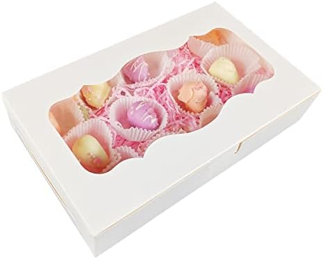 Aumodizzy 15шт Кутии за бисквити размер 10x6x2 инча Бели Кутии за печене с Прозорец Кутии за Предложения за Подаръци, Кутии