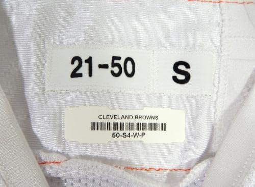 2021 Cleveland Browns Малкълм Смит #56, Издаден на играта В Бяла тренировъчна тениска 50 4 - Използваните тениски за игри NFL без подпис