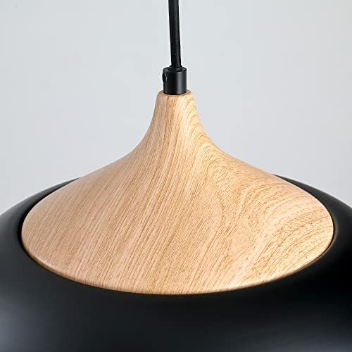 KARMIQI Куполна Окачен лампа, 3 опаковки Черен Подвесного осветление, Модерни Дървени Висящи осветителни Тела за Кухня,