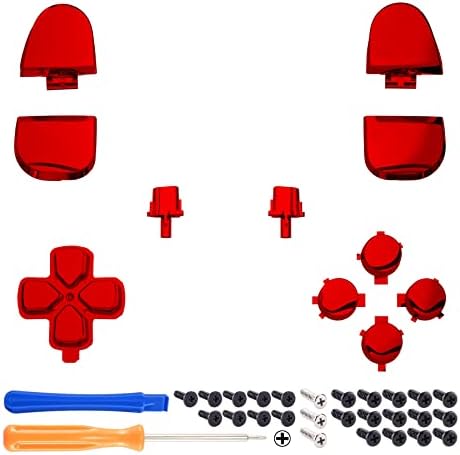 Extreme Подмяна на червен хром Пълен Комплект Бутони на Тъчпада, Декоративна украса на корпуса, който е Съвместим с контролера ps5 BDM-030 - Контролер комплект не е включена