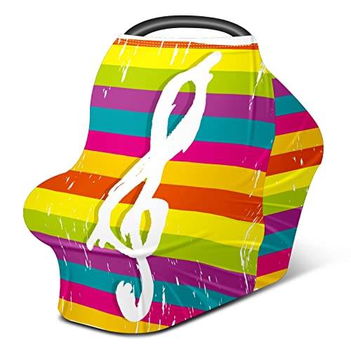 Детска Седалка за столчета за автомобил Цигулка Музикална Нота Ключ Цветни Ленти за Носене за Хранене Шал за Кърмене Калъф за Колички