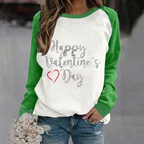 Блузи с Деня на Свети Валентин, Дамски Ризи с дълги Ръкави в Цвят Блок, Сладки Качулки За Учителите, Свободен ден за ден Пуловер, Топ