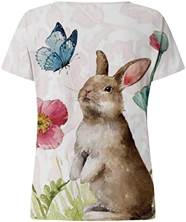 Великденски Ризи за Жени, тениски с 3D Принтом Хубаво Заек, Забавна Празнична Блуза, Лято 2023, Туника с Кръгло Деколте и Къс Ръкав,