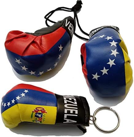 BUNFIREs 2 бр Знаме на Венецуела Мини Банер Боксови Ръкавици Огледалото за Обратно виждане и Венецуела Ключодържател Логото