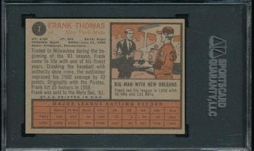 Красив Sgc 7,5 Нм + Frank Thomas 1962 Topps 7, на Цена До монетния двор, Плюс Tcg Tphlc - Реколта картички с бейзболна надписи и автографи