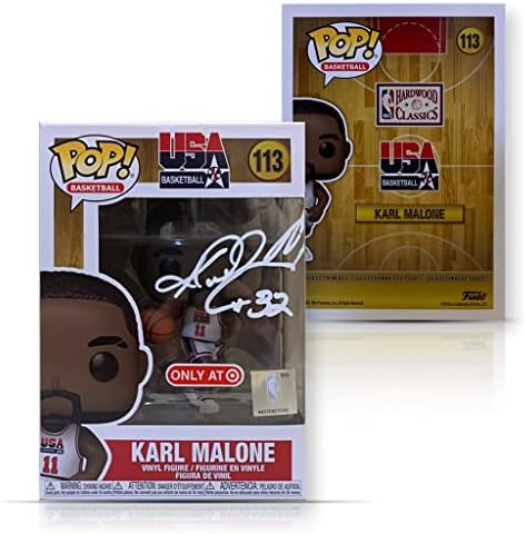 Екипът на Карл Малоун с автограф Олимпийски отбор на САЩ Dream Team Подписан Баскетбол Funko Pop 113 JSA COA 2