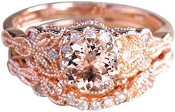 2023, комплект пръстени от розово злато с диаманти за жени, годежен пръстен, бижута, подаръци, Ringgit (розово злато, 10)