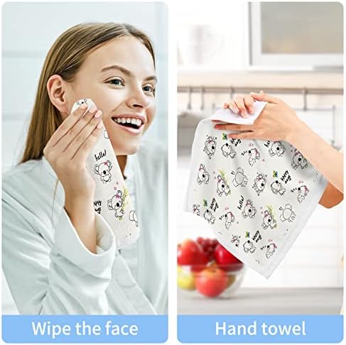 Комплект кърпички за миене на съдове ALAZA Сладко Doodle Koala Bear - Опаковка от 6 Памучни Кърпички за лице, е добре Абсорбиращи