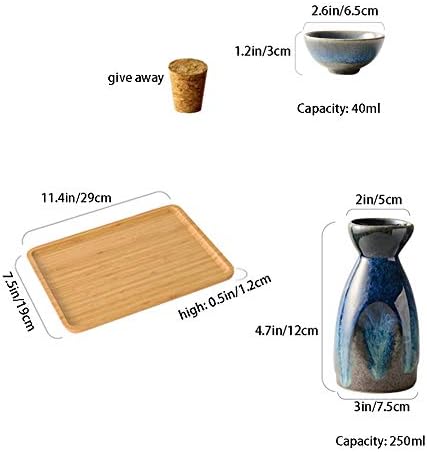 Комплект за саке Lhh, Керамични Чаши за саке, 6 позиции, включително 1 бр. съд за саке, 4 бр. Чаши за саке, 1 бр. Чиния с подарък предавателна кутия, помещение за семействот