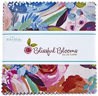 5-инчов чейнджър Blissful Blooms Riley Blake от Лила Tueller, 42 квадрата за стеганого одеяла, 5 инча