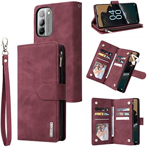 Калъф LBYZCASE за Nokia G400 5G с отделения за карти, Сгъваща се стойка-фолиантом, Магнитна закопчалка, Кожен портфейла си джоб, каишка