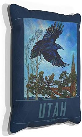 Холщовая възглавница Utah Raven за дивана дома и офиса, картини с маслени бои на художника Kari Lehr 13 x 19.