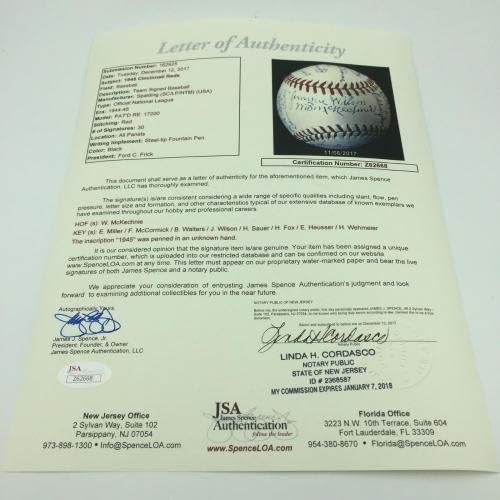 Най-добрият отбор Синсинати Редс 1945 година Подписа договор с Националната купа бейзбол JSA COA - Бейзболни топки с автографи