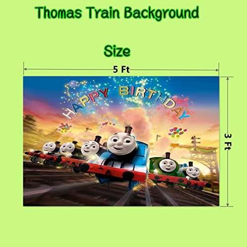 Аксесоари за парти в чест на рождения Ден на влака Томас, Фоново Украса за партита Томас 5 x 3 метра за приятелите на влак,