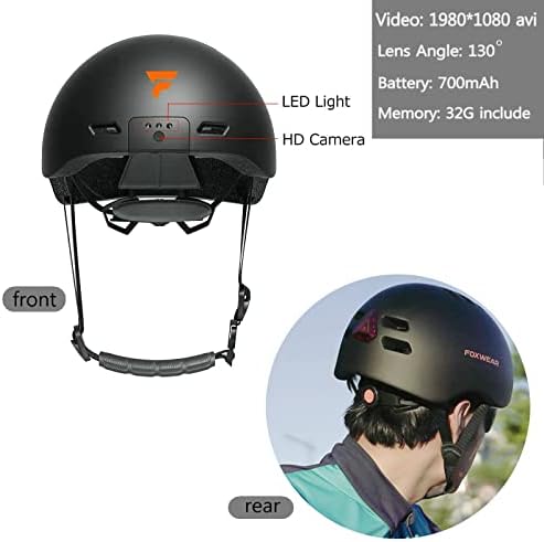 Умен Велосипеден шлем за възрастни, Каска NUOSWEK с камера (в пакет 32 GB TF-card), видео Рекордер за каска с осветление за безопасно