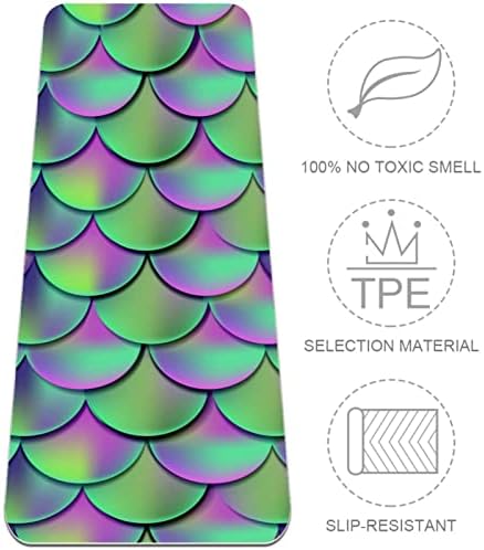 Dragon Sword Ocean Mermaid Scale Зелен Дебел килимче за йога Премиум-клас, в екологично Чист Гумена подложка за здраве и Фитнес, Нескользящий