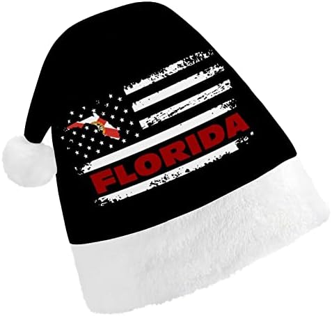Реколта коледни шапки с флага на САЩ във Флорида, обемни шапки за възрастни, Коледна шапка за празници, аксесоари за коледното парти