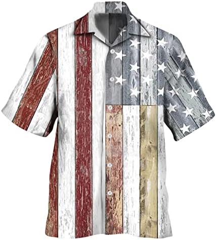 MIASHUI Мъжки Тениски с V Образно деколте, Мъжки Пролетно-Летни Тениски с Флага на Деня на Независимостта, Модерни Дневни Вечерни, Плажни