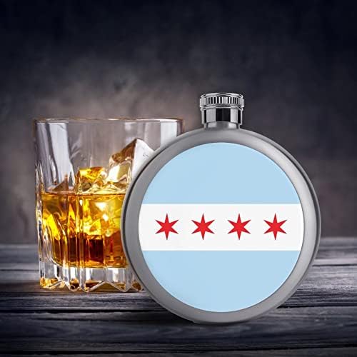 Фляжка Чикаго флаг Премиум на 5 грама за мъже, набор от джобни бутилки за алкохол от неръждаема стомана