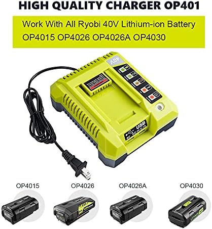 Зарядно устройство 40 за Ryobi, Hipoke OP401 Литиево-йонна Батерия Зарядно устройство за OP4015 OP4026 OP4026A OP4030 OP4040 OP4050