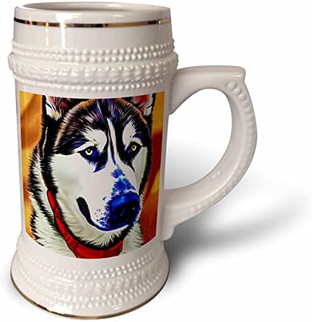 Триизмерен портрет на един забележителен куче порода хъски в жълто цифрово изображение. - чаша за стейна на 22 унция (stn-376169-1)