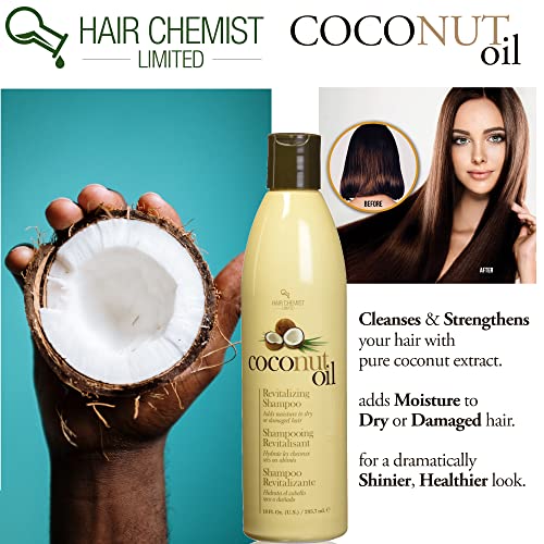 Hair Химик Подхранващ шампоан и балсам с кокосово масло от 3 теми - комплектът включва 12 грама кокосов шампоан, 12 мл кокосово