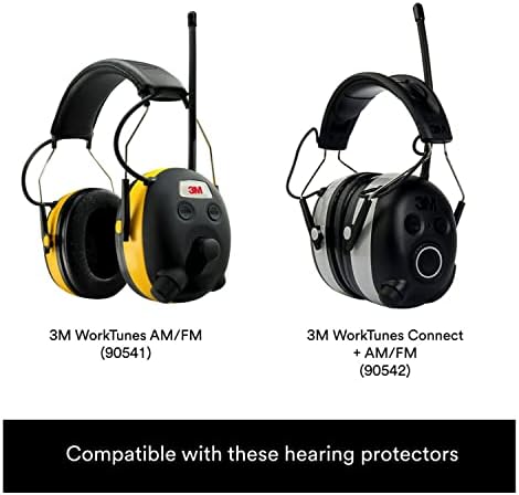 Преносимото хигиенни комплект за защита на слуха 3M WorkTunes, 1 чифт, работи с работни настройки AM/FM (90541) и WorkTunes Connect + AM/FM