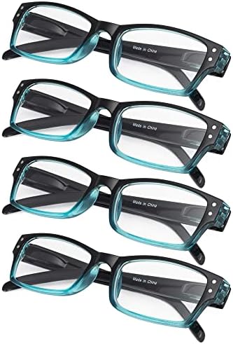Правоъгълни Очила за четене Gr8Sight в опаковка от 4 теми с кутия пролетта панти Включват четци Sunshine