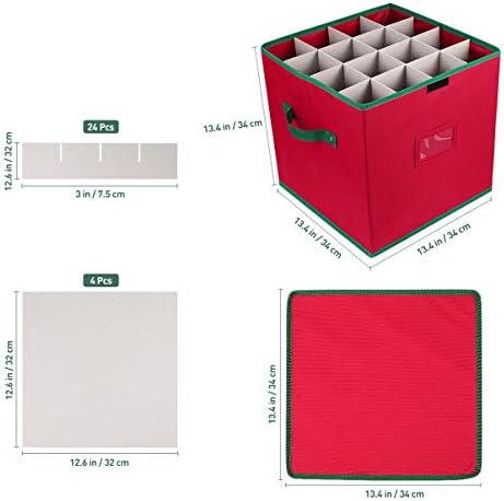 Cabilock 1 бр. Кутия за съхранение на коледни орнаменти /кошница за съхранение на бижута, с капацитет до 64 празнични украси, Регулируеми разделители, запазва празнични у