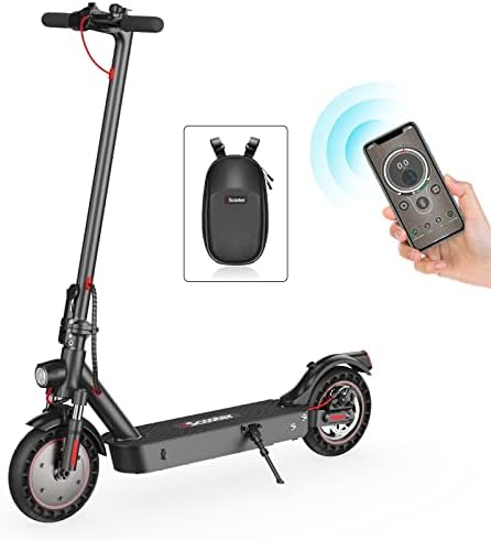 Електрически скутер IScooter за възрастни с двойно окачване, скорост 21 мили в час, запас на хода на 22 Мили, 10-инчови мобилни гуми, мощност 500 W, сгъваем, с круиз-контрол с д?
