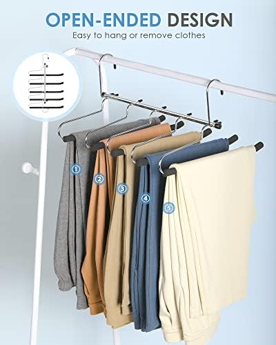 Закачалки за дънки CIN-САЙ Pants, Экономящие пространство, 5-слойни Закачалки за дрехи с неплъзгащи поролоновой подплата, Въртяща се Закачалка