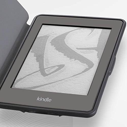 Калъф само за Kindle Voyage 6 инча (300 PPI, издаден през 2014 г.) - Калъф с функция за автоматично преминаване в режим на готовност - червени листенца и пеперуда